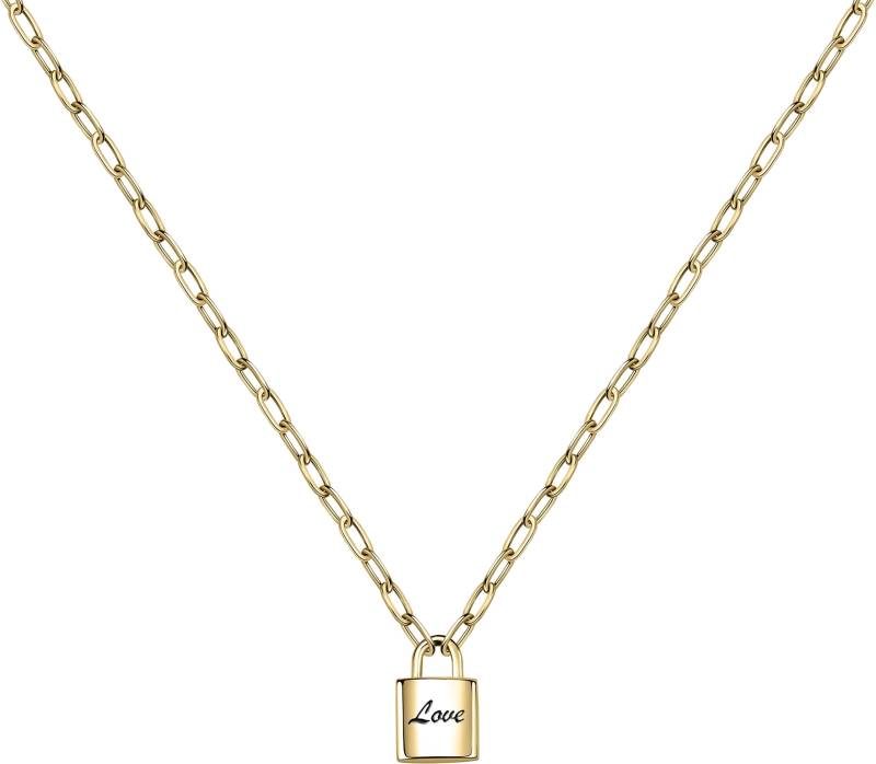 La Petite Story Pozlacený náhrdelník s visacím zámečkem Love LPS10ASD04.