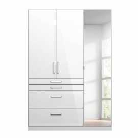 Sconto Šatní skříň HAYDEN alpská bílá, 3 dveře, zrcadlo Šatní skříň HAYDEN vám poskytne přehledný úložný prostor, který lze využít především v ložnici nebo také v předsíni.