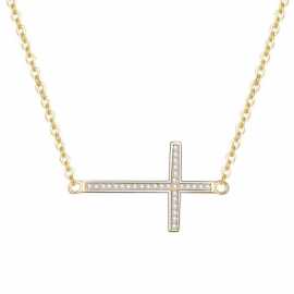 Beneto Pozlacený stříbrný náhrdelník s křížkem AGS196/47-GOLD.